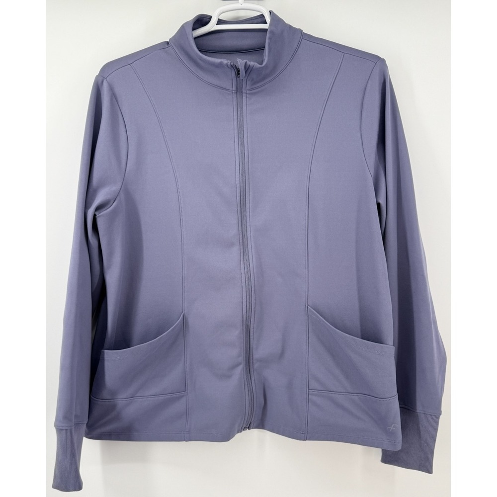 Free Fly Full Zip Jacket Womens 1X Gray Purple Lightweight Stretch Athleisure